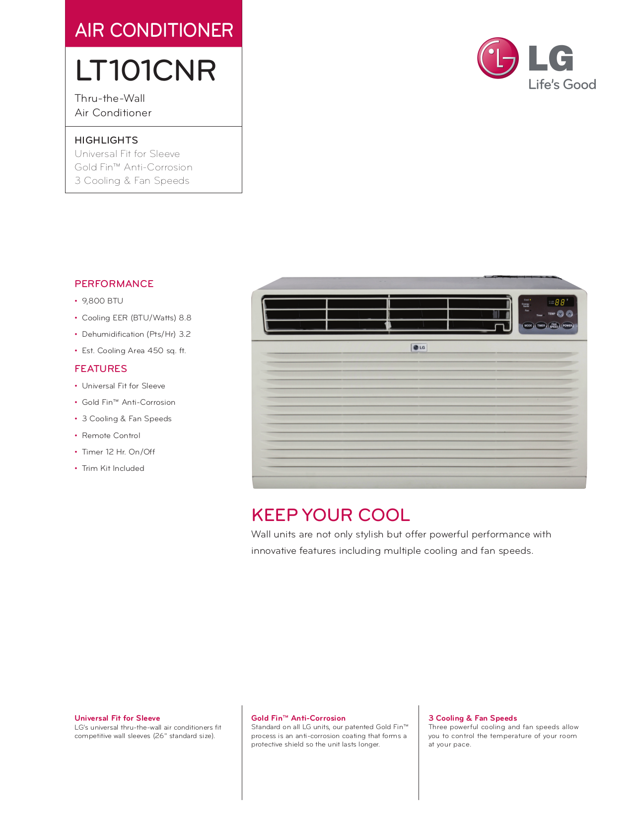 Download free pdf for LG LT101CNR Air Conditioner manual